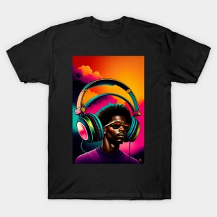 Black man listen to music graphic design artwork T-Shirt